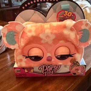 Interactive Plush Bag - Peach and White